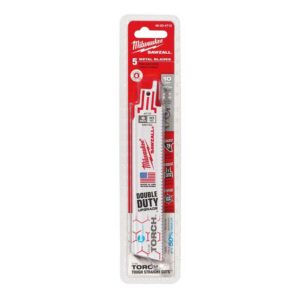 Milwaukee The Torch 6" Bi-Metal Ice Hardened Reciprocating Saw Blade 10 TPI 5 pk - Image 2