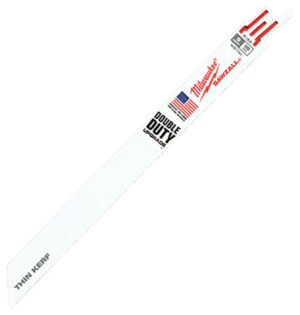 Milwaukee Double Duty 9" Bi-Metal Thin Kerf Reciprocating Saw Blade 18 TPI 5 pk