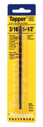 Hillman Tapper 3/16 in. X 5-1/2 in. L Carbide Tipped Drill Bit Straight Shank