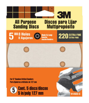 3M 5 in. Aluminum Oxide Hook and Loop Sanding Disc 220 Grit Extra Fine 5 pk