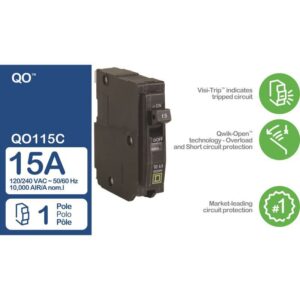 Square D QO 15 amps Plug In Single Pole Circuit Breaker - Image 4