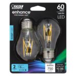 Feit Enhance A15 E26 Medium Filament LED Bulb Daylight 60 Watt Equivalence 2 pk