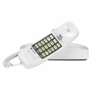 AT&T 210 Basic Trimline Corded Phone  No AC Power Required, Wall-Mountable White