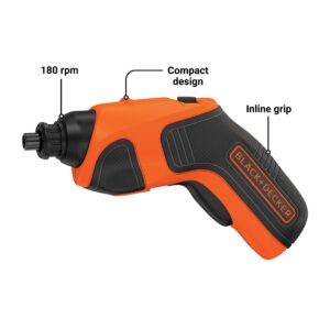 Black+Decker 4V MAX Cordless Rechargeable Screwdriver BDCS20C - Image 2