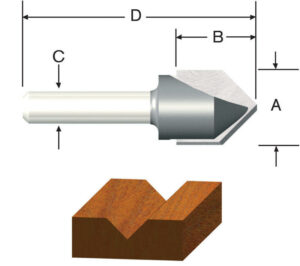 Vermont American 1/2 in. D X 1/2 in. X 1-3/4 in. L Carbide Tipped V-Groove Router Bit - Image 2
