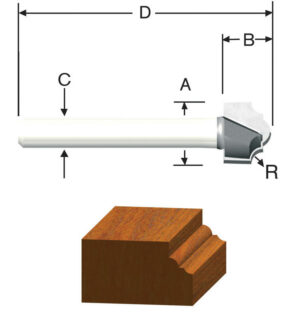 Vermont American 1/2 in. D X 1/2 in. X 1-7/8 in. L Carbide Tipped 2-Flute Classical Router Bit - Image 2