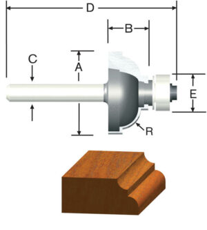 Vermont American 1 in. D X 3/16 in. X 2-1/8 in. L Carbide Tipped Cove & Fillet Router Bit - Image 2