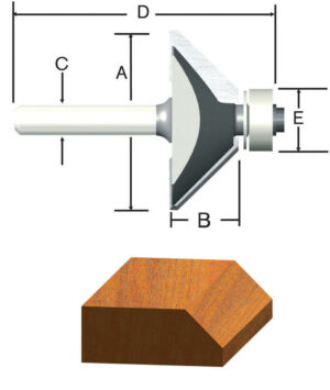 Vermont American 5/8 in. D X 1-3/8 in. X 2 in. L Carbide Tipped Chamfer Router Bit - Image 2