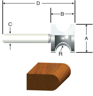 Vermont American 23157 3/16-Inch Radius Carbide Tipped Bull Nose Router Bit, 2-Flute 1/4-Inch Shank - Image 2