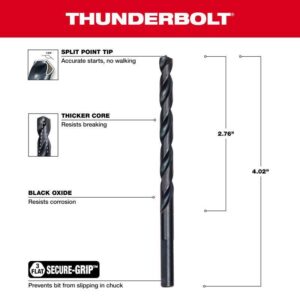 Milwaukee Thunderbolt 1/4 in. X 4 in. L Black Oxide Drill Bit 3-Flat Shank - Image 3