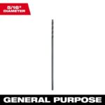 Milwaukee 5/16 in. X 12 in. L Aircraft Length Drill Bit 3-Flat Shank