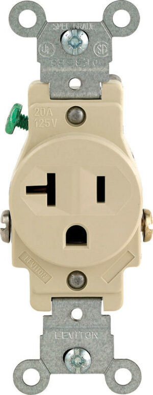 Leviton 20 amps 125 V Single Ivory Outlet 5-20R 05801-KIS