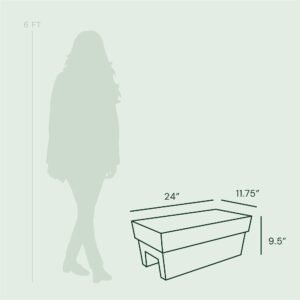 Bloem Finley 9.5 in. H X 11.74 in. W X 24 in. D Plastic Deck Rail Planter Black - Image 4