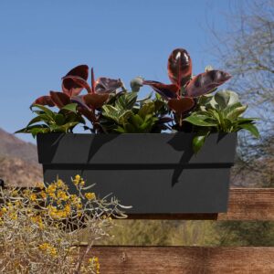 Bloem Finley 9.5 in. H X 11.74 in. W X 24 in. D Plastic Deck Rail Planter Black - Image 5