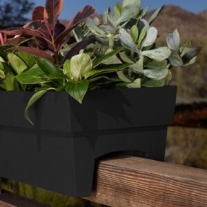 Bloem Finley 9.5 in. H X 11.74 in. W X 24 in. D Plastic Deck Rail Planter Black - Image 3