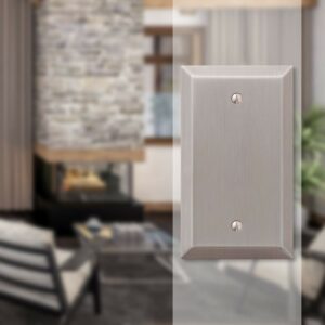 Amerelle Century Brushed Nickel 1 gang Stamped Steel Blank Wall Plate 163BBN - Image 3