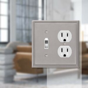 Amerelle Metro Brushed Nickel 2 gang Die-Cast Metal Toggle Wall Plate 77TDBN - Image 2