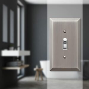 Amerelle Century Antique Nickel 1 gang Stamped Steel Toggle Wall Plate 163TAN - Image 2