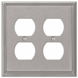 Amerelle Metro Brushed Nickel 2 gang Die-Cast Metal Duplex Wall Plate  77DDBN