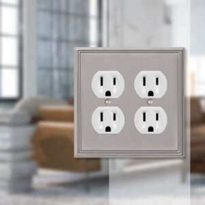 Amerelle Metro Brushed Nickel 2 gang Die-Cast Metal Duplex Wall Plate  77DDBN - Image 2