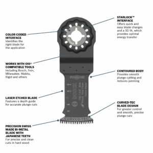 Bosch Starlock 1-1/4 in. X 4 in. L Bi-Metal Plunge Blade 3 pk OSL114JF-3 - Image 5