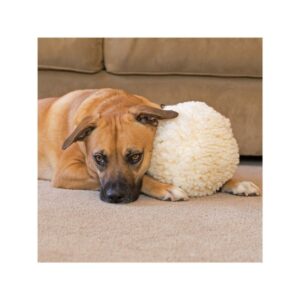 HuggleHounds Beige Fleece Ball Dog Toy Large - Image 5