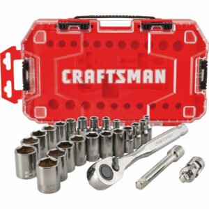 Craftsman 1/4 in. drive Metric and SAE 6 Point Socket and Ratchet Set 24 pc - Image 3