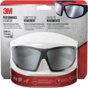 3M Anti-Fog Modern/Sleek Impact-Resistant Safety Glasses Silver Mirror Lens Black Frame