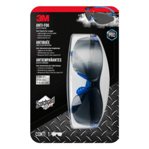 3M Scotchgard Anti-Fog Modern/Sleek Impact-Resistant Safety Glasses Gray Lens Black/Blue Frame