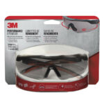 3M Anti-Fog Safety Glasses Gray Lens Black/Red Frame