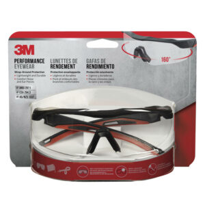 3M Anti-Fog Safety Glasses Clear Lens Black/Red Frame