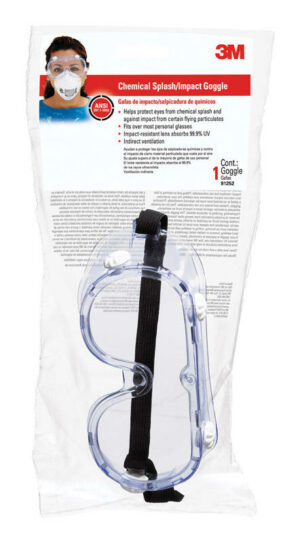 3M Chemical Splash Goggles Clear Lens Clear Frame