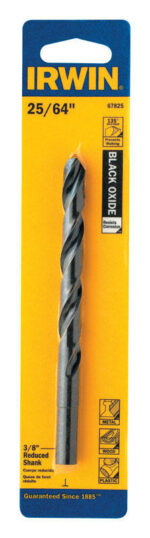 Irwin 25/64 in. X 5-1/8 in. L High Speed Steel Jobber Length Drill Bit Reduced Round Shank