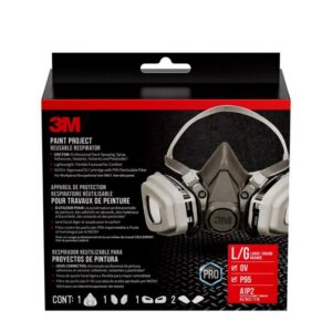 3M P95 Paint Project Half Face Respirator 6000-Series Valved Black - Image 2