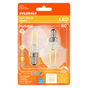 Sylvania Natural G16.5 E12 (Candelabra) LED Bulb Soft White 60 Watt Equivalence - Image 2