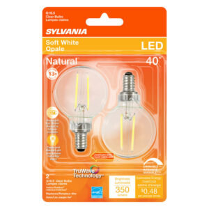 Sylvania Natural G16.5 E12 (Candelabra) LED Bulb Soft White 40 Watt Equivalence - Image 2