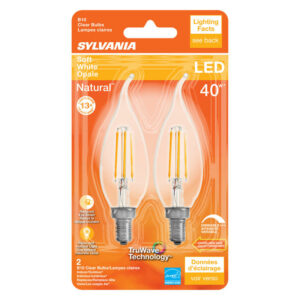 Sylvania Natural B10 E12 (Candelabra) LED Bulb Soft White 40 Watt Equivalence - Image 2