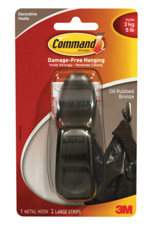 3M Command 4-1/8 in. L Oil Rubbed Bronze Metal Large Forever Classic Coat/Hat Hook