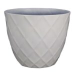 Polyresin Diamond Planter White