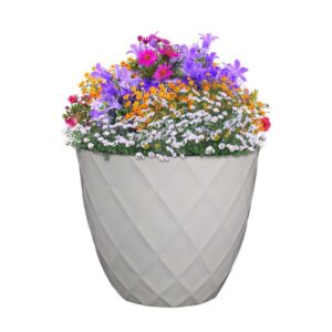 Polyresin Diamond Planter White - Image 2