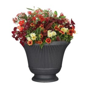 Polyresin Pedestal Urn Planter Charcoal - Image 2