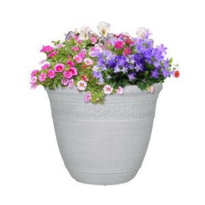 Polyresin Stone Planter White - Image 2