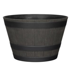 Polyresin Whiskey Barrel Planter Brown