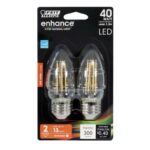 Feit Enhance B10 E26 (Medium) Filament LED Bulb Soft White 40 Watt Equivalence