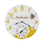 Taylor Bee Kind Clock/Thermometer Resin Multicolored