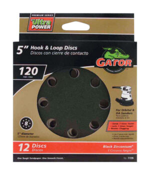 Gator 5 in. Zirconia Aluminum Oxide Hook and Loop Sanding Disc 120 Grit Fine