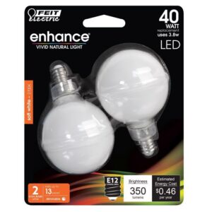 Feit G16.5 E12 (Candelabra) Filament LED Bulb Soft White 40 Watt Equivalence
