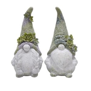 Meadow Creek Polyresin Multi-color 14 in. Mr and Mrs Gnome Garden Statue (Case of 2)