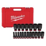 Milwaukee ShockWave 1/2 in. drive SAE 6 Point Deep Impact Rated Socket Set