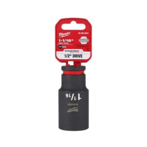Milwaukee SHOCKWAVE 1-1/16 in. X 1/2 in. drive SAE 6 Point Deep Impact Socket